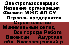 Электрогазосварщик › Название организации ­ Филиал МЖС АО СУ-155 › Отрасль предприятия ­ Строительство › Минимальный оклад ­ 45 000 - Все города Работа » Вакансии   . Амурская обл.,Благовещенский р-н